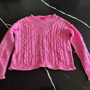 Lilly Pulitzer Pink V-Neck Cable Knit Sweater